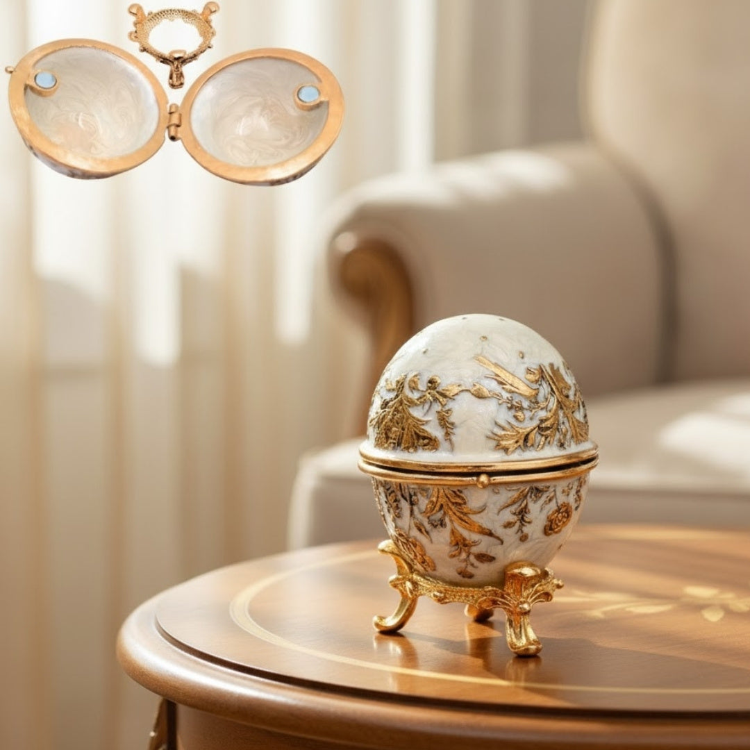 Exclusief sieradendoosje Fabergé-ei metaal met kristallen - B0794-00