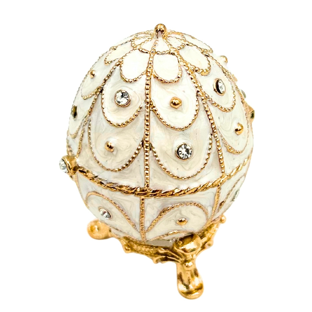 Exclusief sieradendoosje Fabergé-ei metaal met kristallen - B0748-17WH