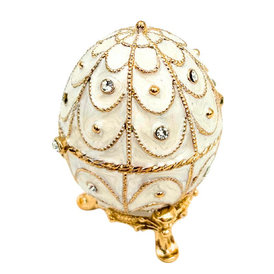 Exclusief sieradendoosje Fabergé-ei metaal met kristallen - B0748-17WH