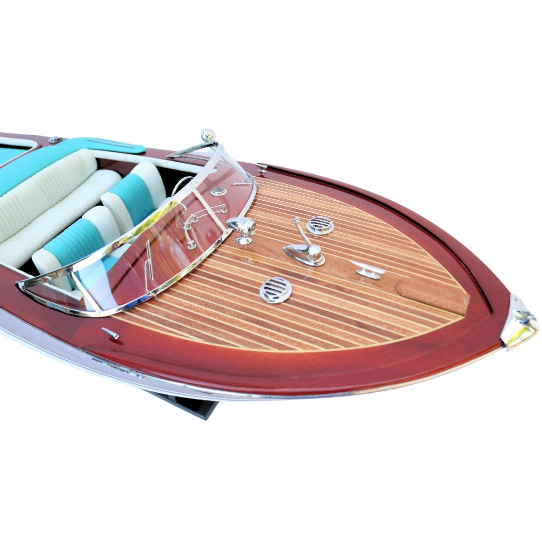 Exclusief model van de Reeva Aquarama motorboot 87cm - groot, houten model van een klassieke Italiaanse motorboot – 4P-90