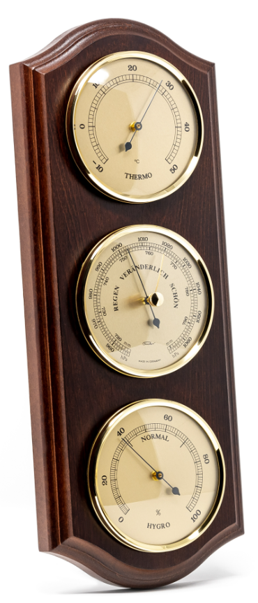Station météo Fischer - baromètre hygromètre thermomètre - laiton bois - 9176-22