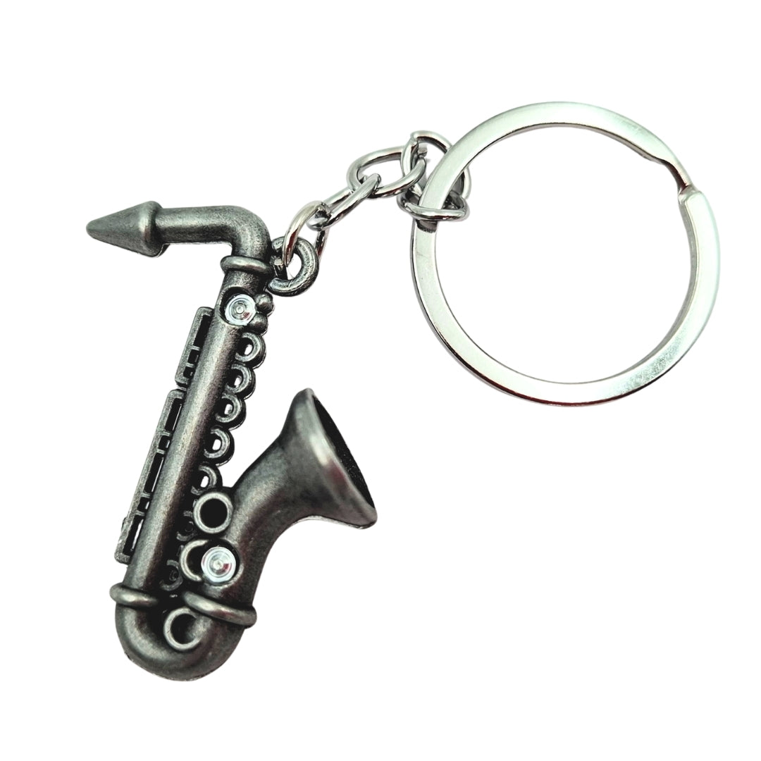 Metall-Schlüsselanhänger Saxofon in Silber