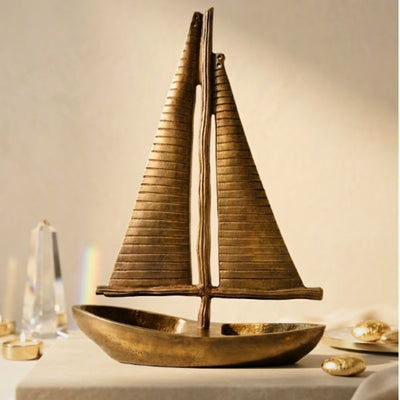 Model van een jacht Gouden aluminium hoogte 38cm - N-3670