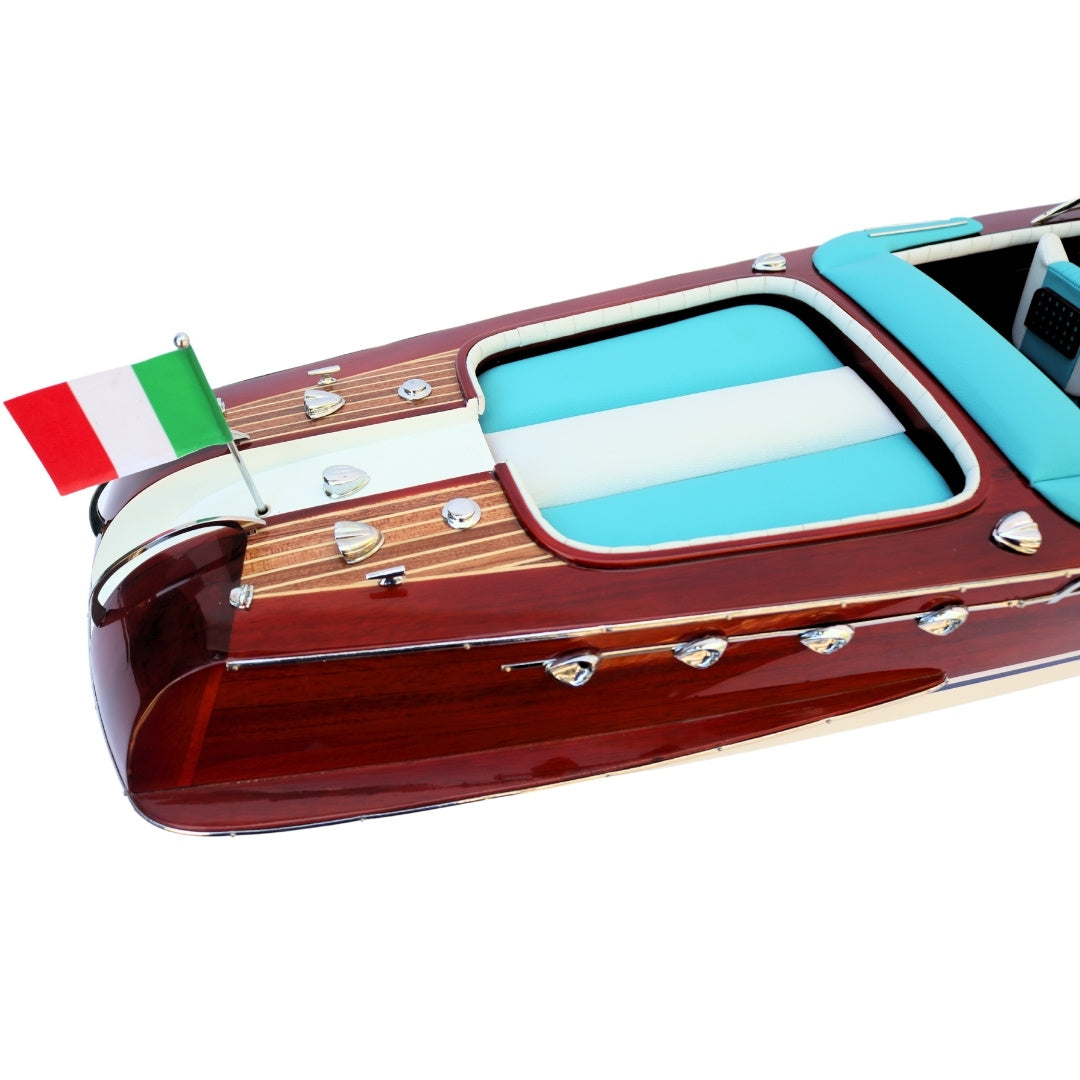 Exclusief model van de Reeva Aquarama motorboot 87cm - groot, houten model van een klassieke Italiaanse motorboot – 4P-90