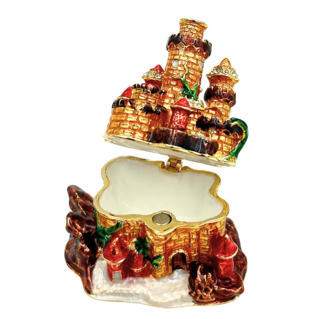 Petite boîte coffret à bijoux ornée de cristaux – Château – HX580