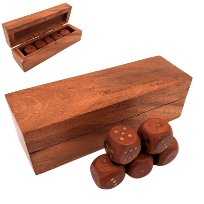 Wooden Dice in an Oblong Wooden Box - DNU-006