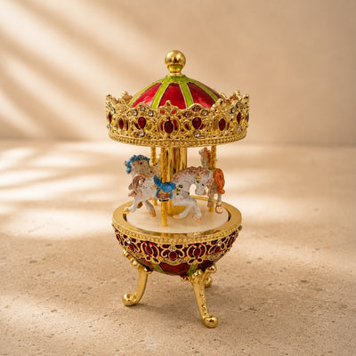 Boîte à musique en métal carrousel - Décoration premium - Cadeau pour fille - MX-014