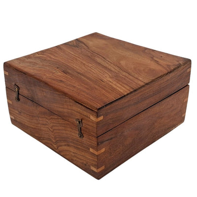 Elegant Wooden Gift Box, 20x20x11 cm, with a Navy Insert and Personalization Option via Engraving