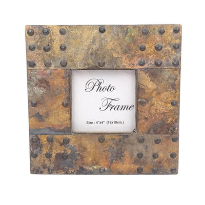 Wooden Photo Frame Covered with Metal Sheet - A-1106 - photo size 10x10cm