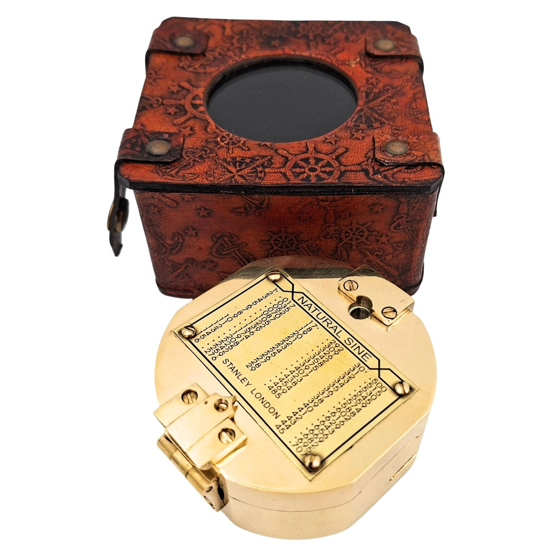 Brass Brunton Compass in Leather Case CB5L with Engraving Option