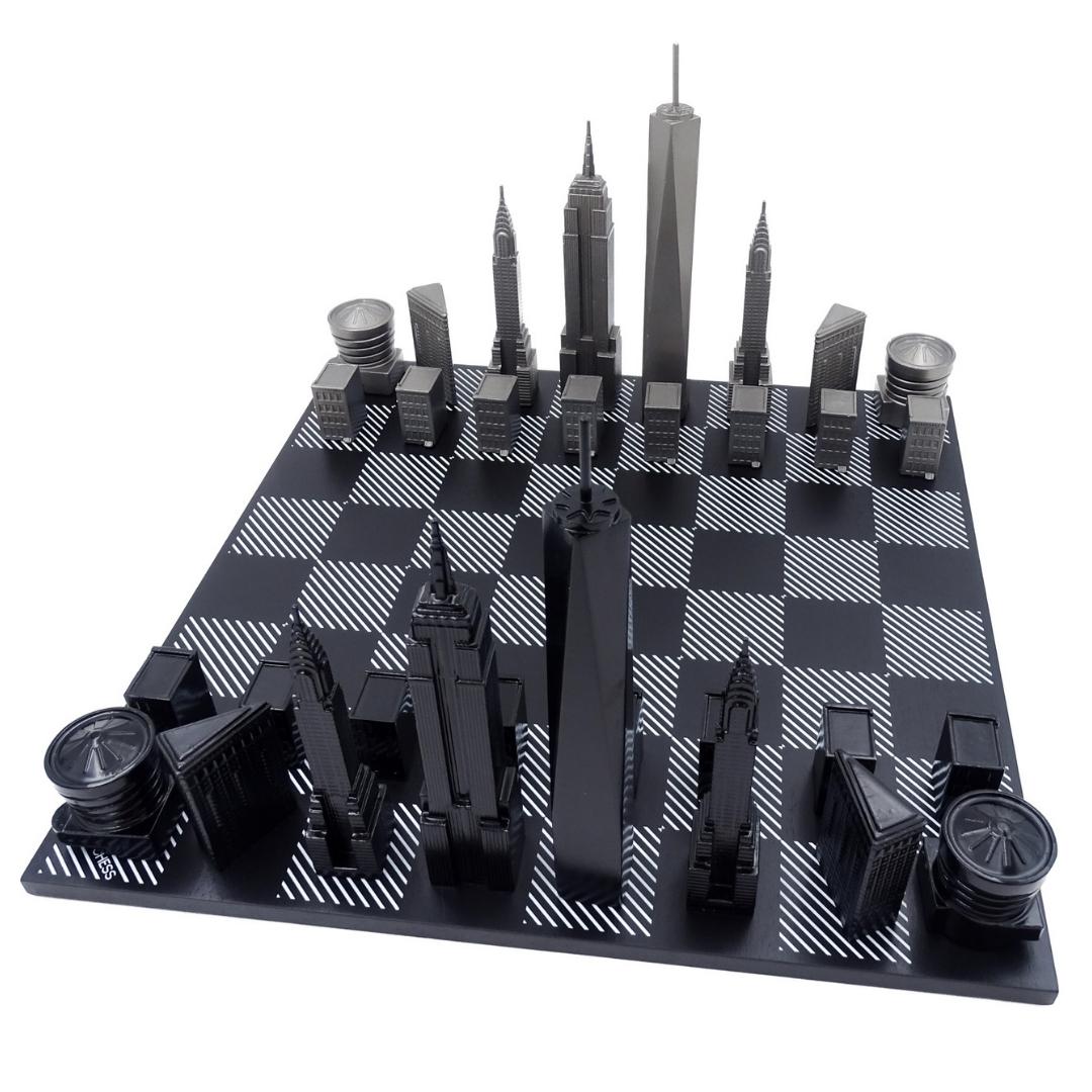 Designer-Schach Skyline New York aus Edelstahl – NY