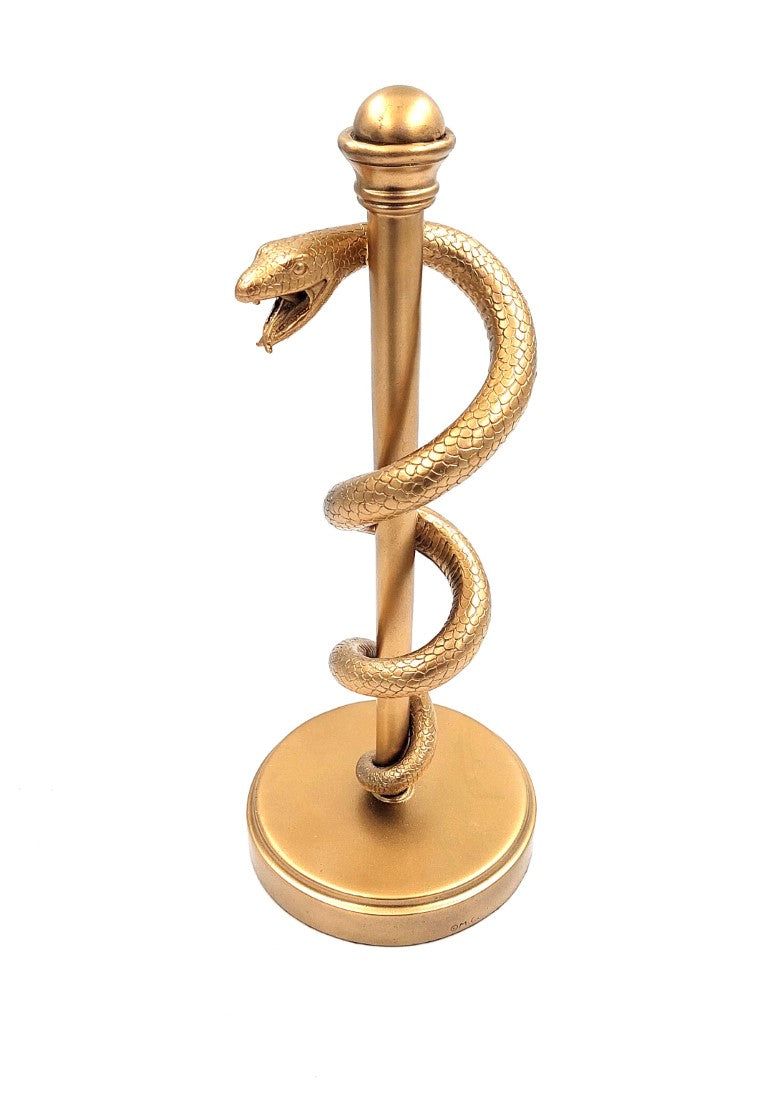 Bâton d’Esculape doré 30cm - cadeau pour médecin en résine - MC-9634G