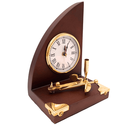 Maritieme bureauset: klok en pennenhouder - jacht – TC025
