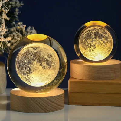 Boule de verre 3D Lune - Lampe de nuit LED USB - Gadget de bureau
 - KKS
