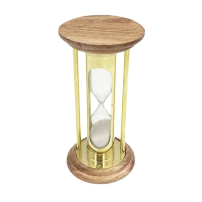 Sablier en laiton et bois 5 min, style rétro - NC3031