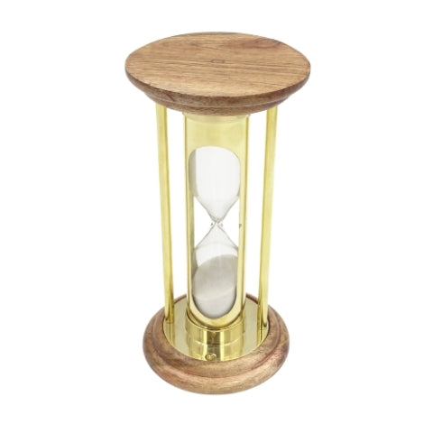 Sablier en laiton et bois 5 min, style rétro - NC3031