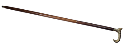 Holzgehstock mit goldenem Griff - faltbar - elegantes Geschenk mit Möglichkeit zur Personalisierung durch Gravur - 91,5 cm, braun mit Messinggriff