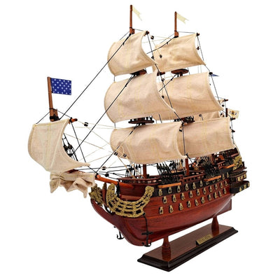 Modèle assemblé du voilier Soleil Royal de 46 cm - Fabriqué à la main en bois exotique, personnalisable par gravure