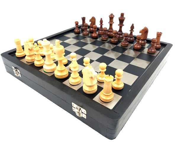 Holz-Metall-Schach 33x33cm - G334B