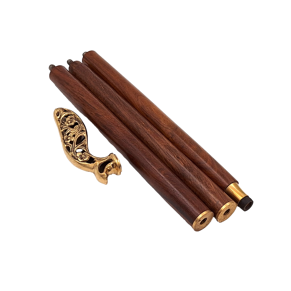 Canne pliante en bois avec poignée richement ornée - DNU-014A