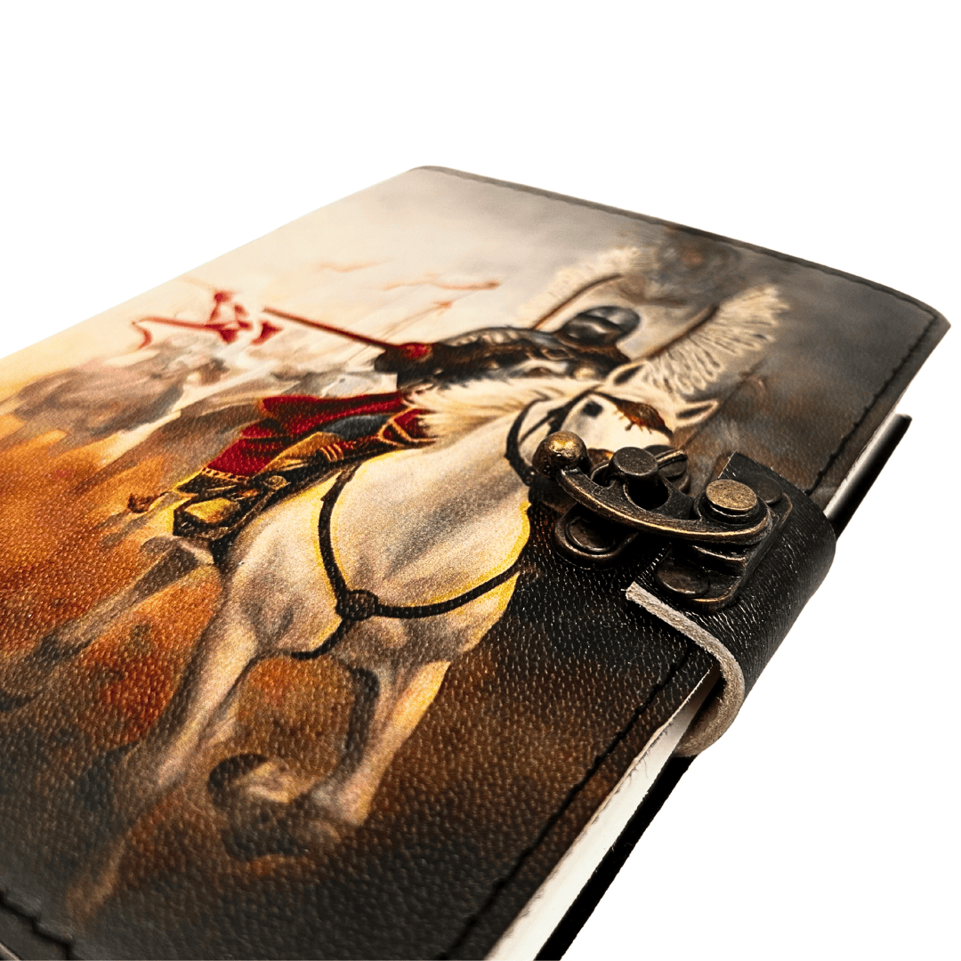 Carnet en cuir journal intime hussards ailés patriotique - 200 pages - AH14