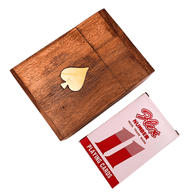 Jeu de cartes dans une boîte en bois - DNU-2985