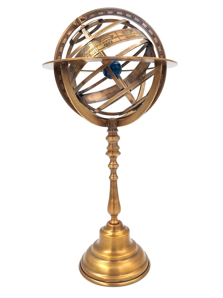 39 cm Brass Armillary Sphere with Engraving Personalization Option