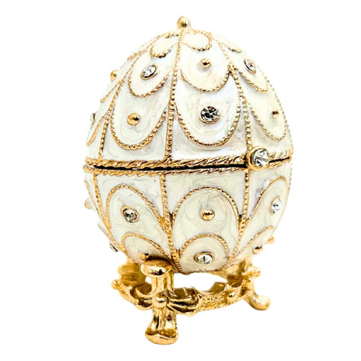 Exclusief sieradendoosje Fabergé-ei metaal met kristallen - B0748-17WH