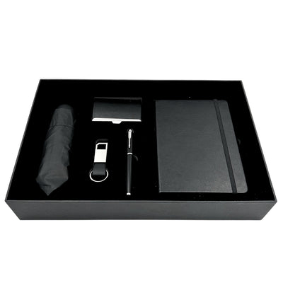 Coffret cadeau d’affaires élégant premium - Carnet en cuir parapluie porte-cartes stylo porte-clés - EE15
