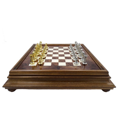 Grand jeu d’échecs exclusif Italfama en métal doré 53x53 cm – N137