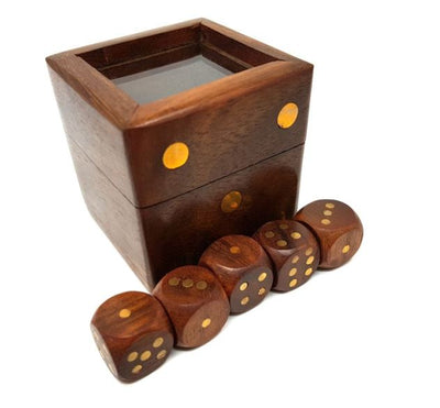Jeu de dés dans une boîte en bois avec dessus en verre - G151G/AZ