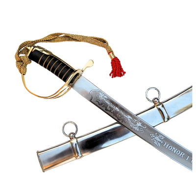 Replika szabli kawaleryjskiej „Radziwiłłówka” z 1917 roku z napisem „Honor i Ojczyzna” - personalizowany grawer, elegancki prezent, stal niehartowana, długość 91 cm