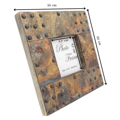 Wooden Photo Frame Covered with Metal Sheet - A-1106 - photo size 10x10cm