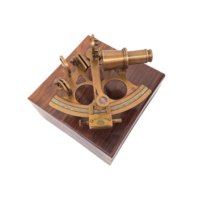 Großer Messing-Sextant in eleganter Holzkiste mit personalisierbarer Gravur