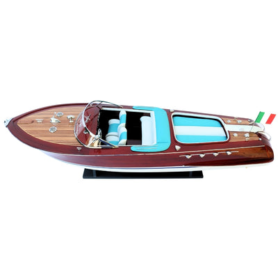 Exclusief model van de Reeva Aquarama motorboot 87cm - groot, houten model van een klassieke Italiaanse motorboot – 4P-90