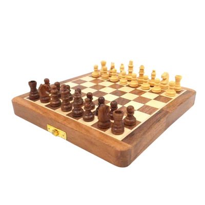 Échecs en bois magnétiques 17x17cm - pliants - DNU-025