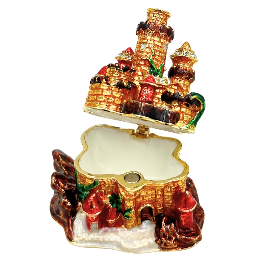 Petite boîte coffret à bijoux ornée de cristaux – Château – HX580