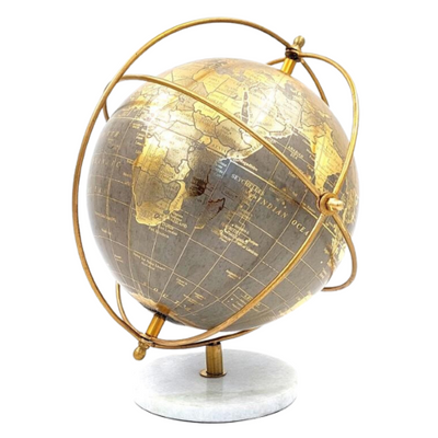 Dekorativer Globus auf Steinsockel GLB-127