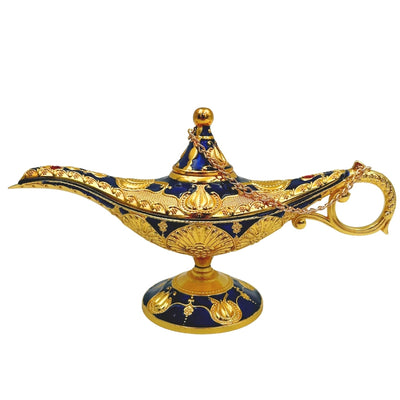 Aladinslampe LABB mit Metallverzierungen in Goldfarbe, Dunkelmarineblau, 22 x 7 x 11 cm