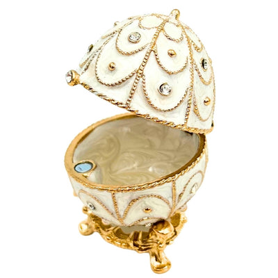 Exclusief sieradendoosje Fabergé-ei metaal met kristallen - B0748-17WH