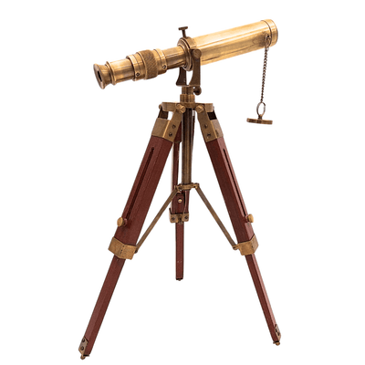 Longue-vue rétro en laiton sur trépied en bois – Hauteur réglable – SR010
