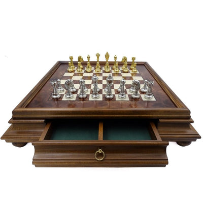 Grand jeu d’échecs exclusif Italfama en métal doré 53x53 cm – N137