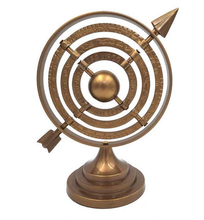 Astrolabe sphérique fléché en aluminium - hauteur 30cm - NI9114A