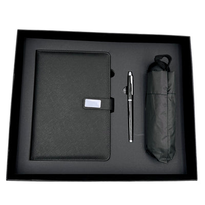 Coffret cadeau élégant - Carnet en cuir avec parapluie et stylo dans une boîte cadeau - EE12