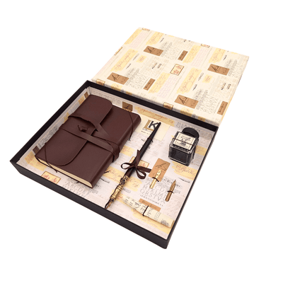 Exklusives Kalligrafie-Set mit Notizbuch - Feder + 3 Schreibfedern + Tintenfass - 5006
