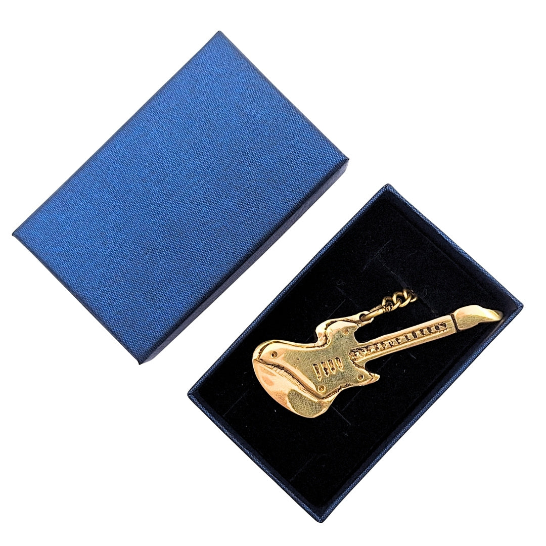 Porte-clés guitare en laiton dans un coffret élégant – Cadeau pour guitariste - KRT21A