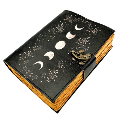 Carnet en cuir rétro avec phases de la Lune – cuir de chèvre, 200 pages, papier 150 GSM – H080