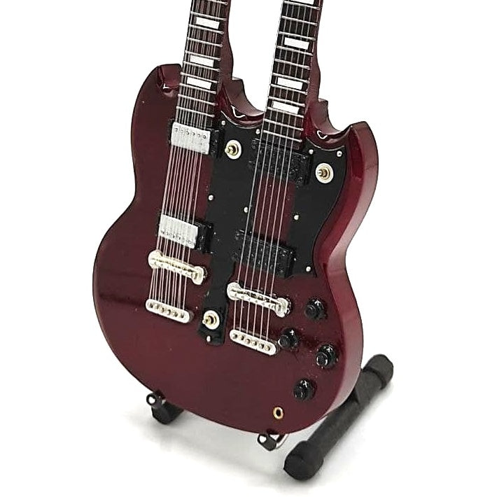 Mini-gitaar in de stijl van Led Zeppelin - Jimmy Page - Double Neck MGT-2059