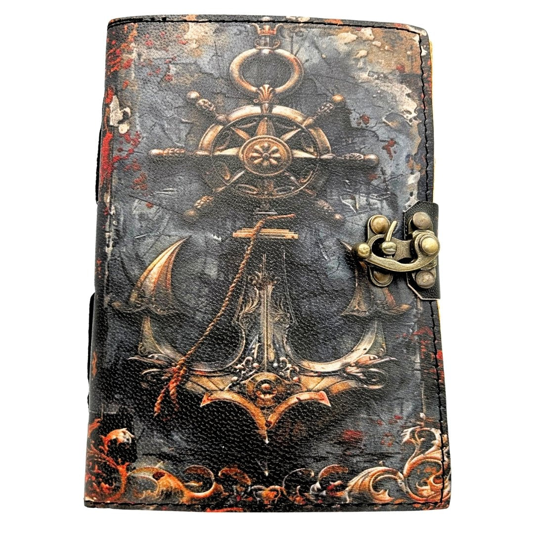 Carnet en cuir rétro marin 200 pages - H110