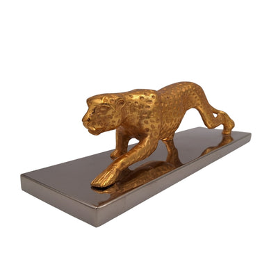Élégante figurine décorative Léopard doré 42cm Glamour Loft Cadeau